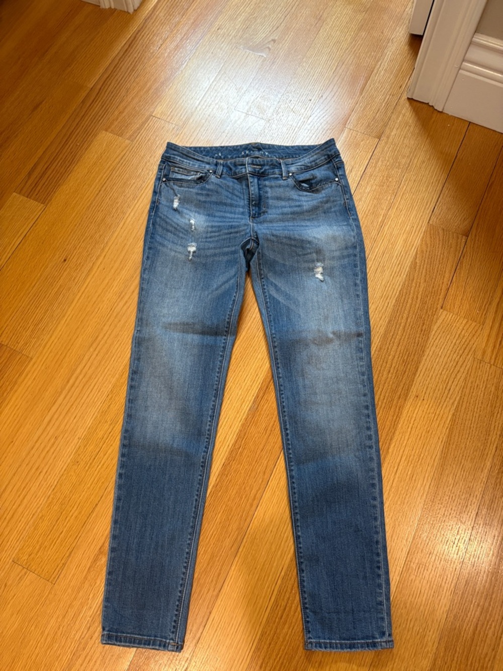 Women’s Blue Distressed Slim Jeans